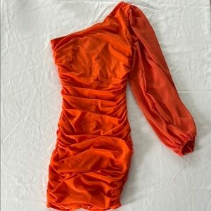 Hello Molly Orange One Shoulder Dress